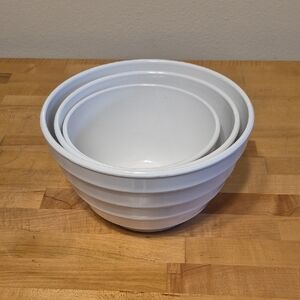 Melamine 3 White Nesting Bowls Dishwasher Safe